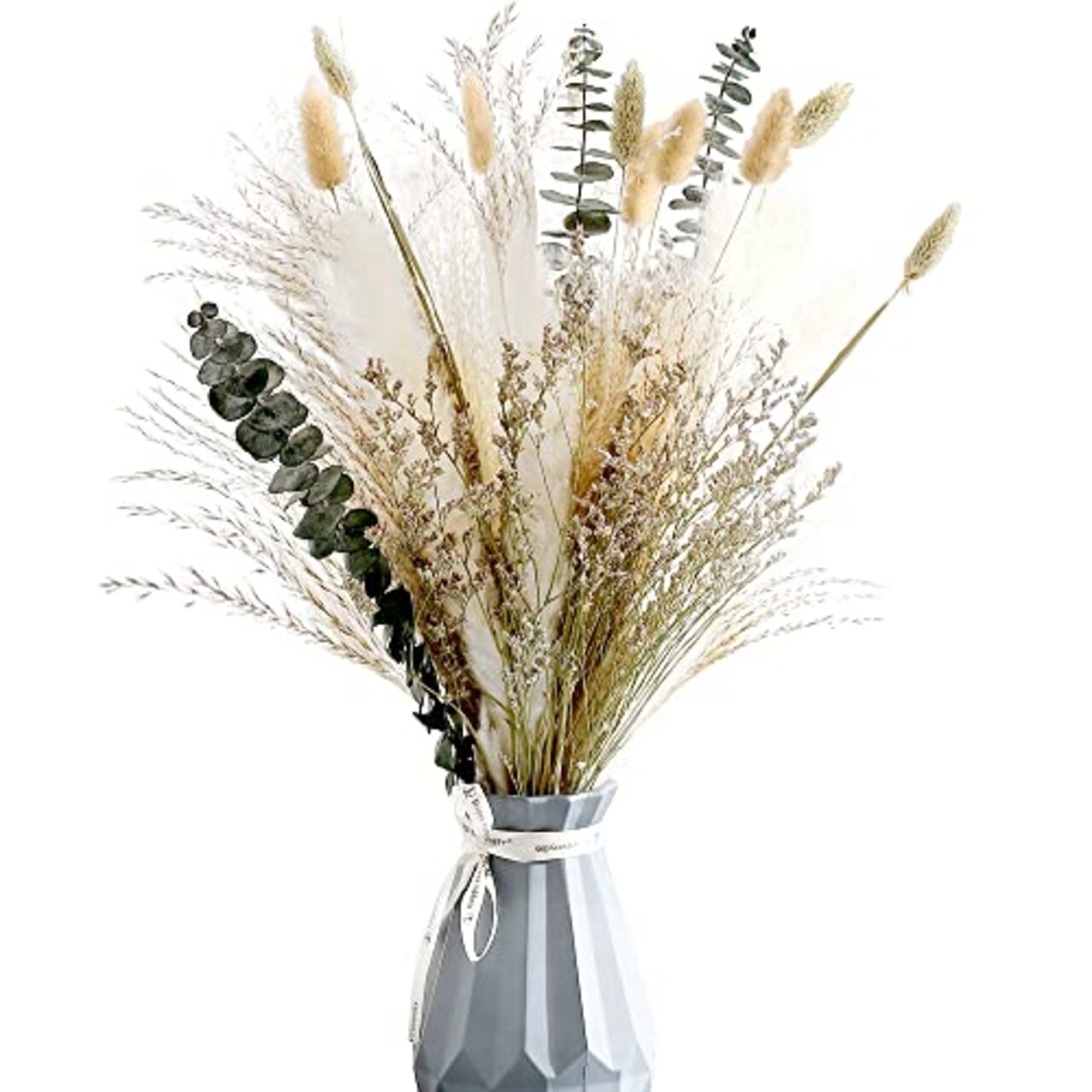 Musunny Natural Dried Flower Bouquet,17 Dried Flowers for Decoration,Dried  Floral Arrangements for Home Décor Indoor with Pampas(Green)
